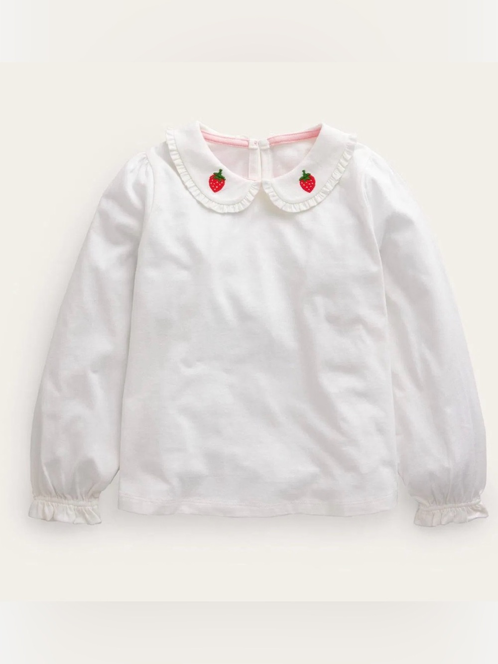 MINI BODEN Strawberry Collar Top- 5-6Y